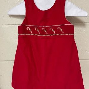 2T Petit Bebe Smocked candy cane dress